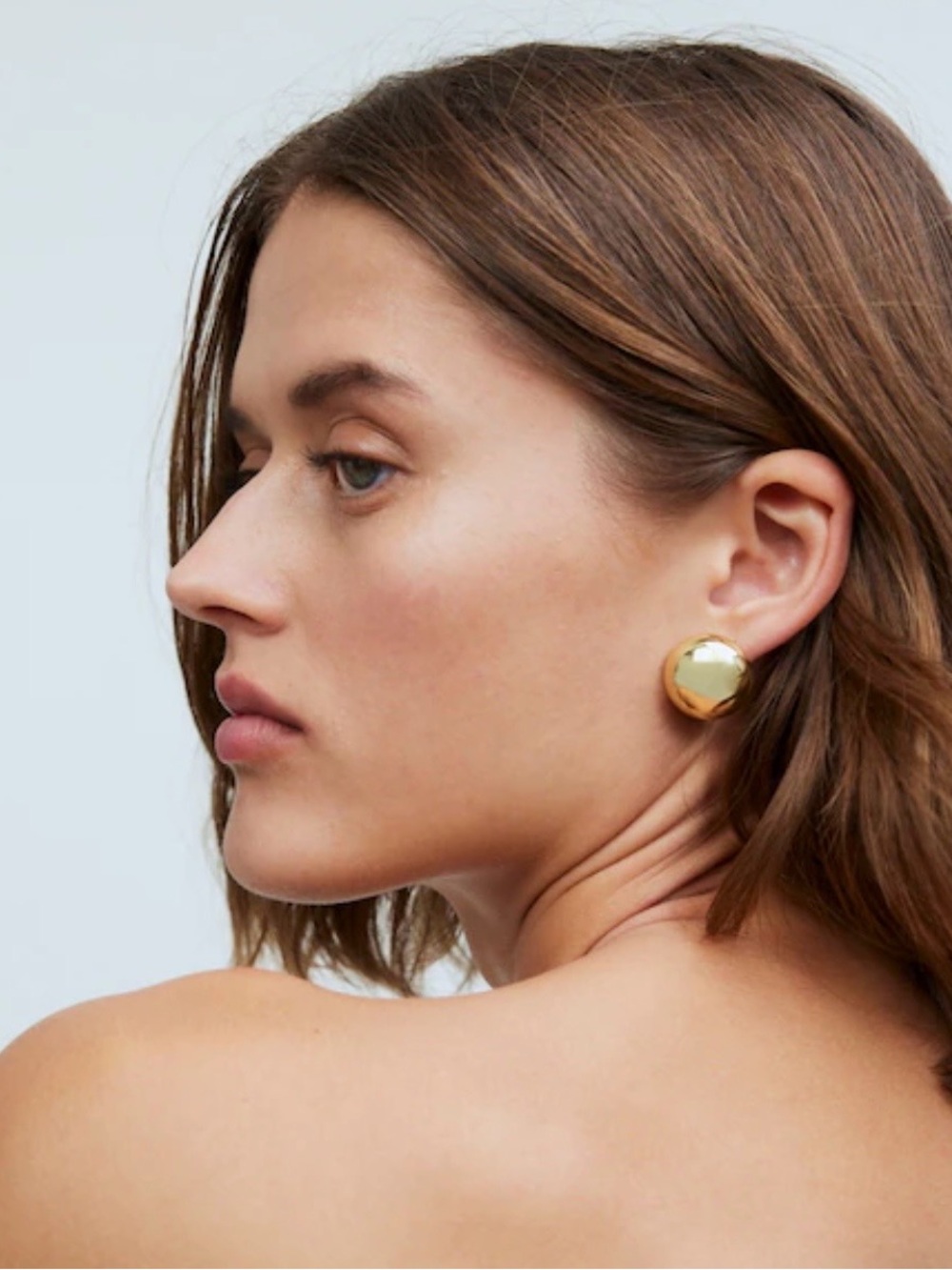 Madewell Button Stud Earrings in Pale Gold, NWT